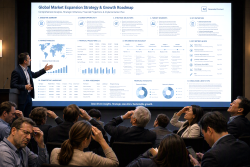 Polished slides. Unreadable message. When presentation design ignores the audience, even the most “impressive” deck fails in the room. [Image: Copilot]